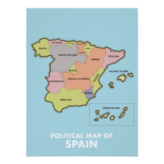 スペインの政治地図。 ポスター (正面)