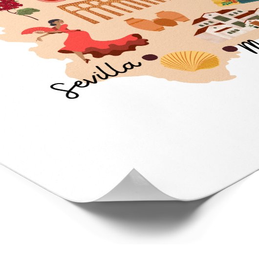 スペインの旅行地図 ポスター (角)