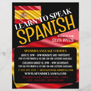 スペインの旗、スペイン語コースの広告 チラシ