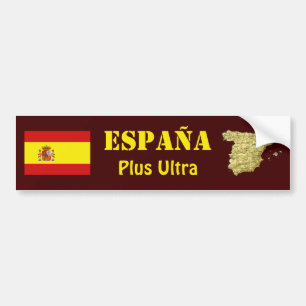 スペインの旗 + 地図のバンパーステッカー バンパーステッカー