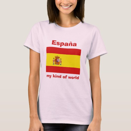 スペインの旗＋地図＋テキストTシャツ Tシャツ (正面)