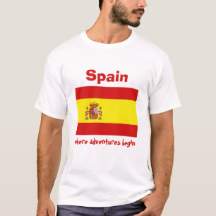 スペインの旗 + 地図 + 文字のTシャツ Tシャツ
