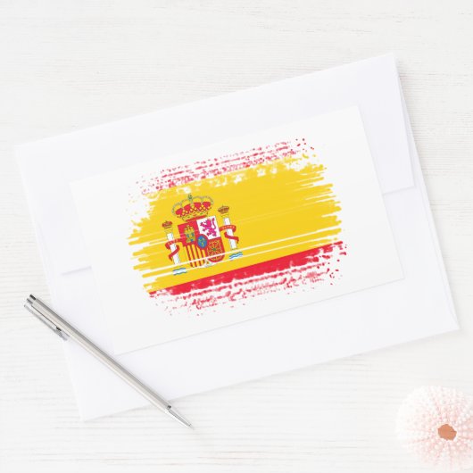 スペインの旗 長方形シール (封筒)
