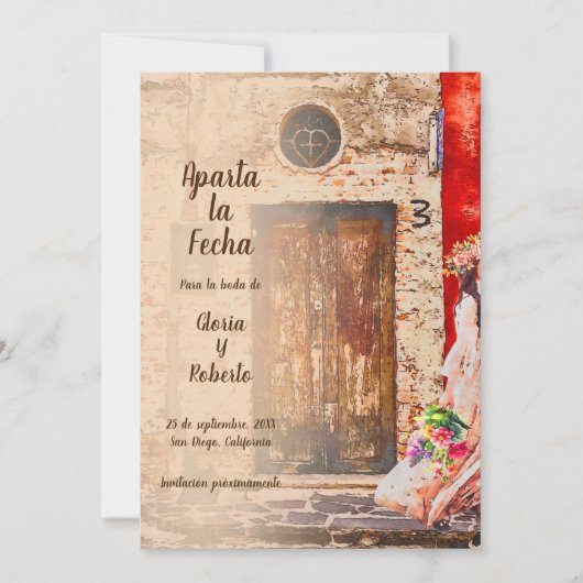 スペインの旧カラフル町メキシ結婚コ 招待状 (正面)