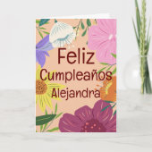スペインの春ガーデンラージフラワーズハッピーバースデー カード (正面)