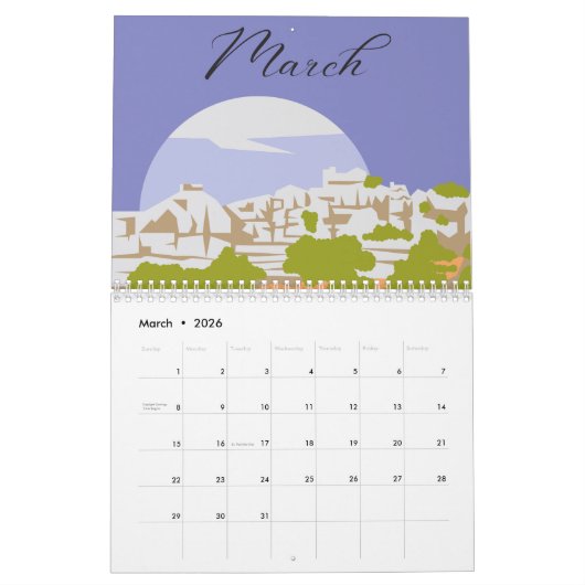 スペインの横カレンダー カレンダー (3月 2026)