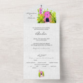 スペインの水彩桃色チャペル・メキシカン結婚ズ オールインワン招待状 (内側)