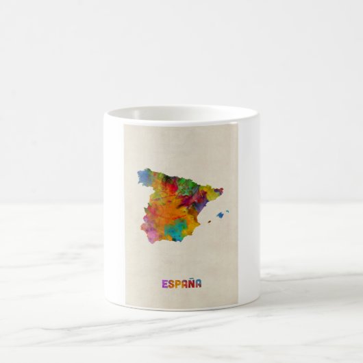 スペインの水彩画の地図 コーヒーマグカップ (中央)