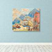 スペインの沿岸町(ヴィンテージスペインの景観) キャンバスプリント (インサイチュ (ウッドフロア))