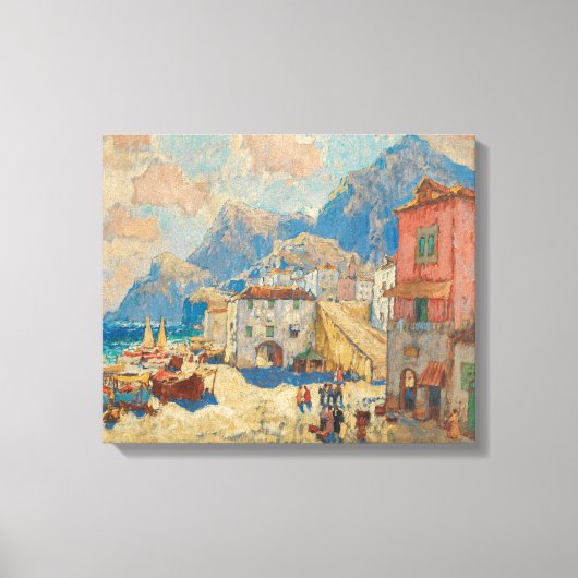 スペインの沿岸町(ヴィンテージスペインの景観) キャンバスプリント (正面)