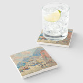 スペインの沿岸町(ヴィンテージスペインの景観) ストーンコースター (横)