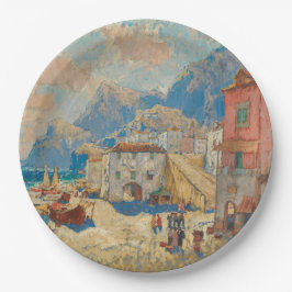 スペインの沿岸町(ヴィンテージスペインの景観) ペーパープレート