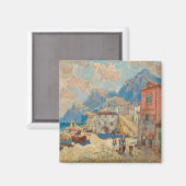 スペインの沿岸町(ヴィンテージスペインの景観) マグネット (正面/裏面)