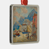 スペインの沿岸町(ヴィンテージスペインの景観) メタルオーナメント (右)