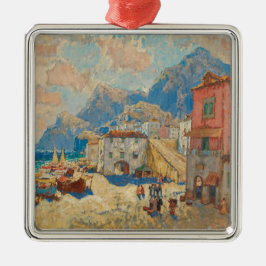 スペインの沿岸町(ヴィンテージスペインの景観) メタルオーナメント