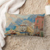 スペインの沿岸町(ヴィンテージスペインの景観) ランバークッション (ブランケット)