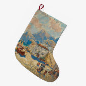 スペインの沿岸町(ヴィンテージスペインの景観) ラージクリスマスストッキング (正面 (吊り時))