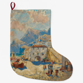 スペインの沿岸町(ヴィンテージスペインの景観) ラージクリスマスストッキング