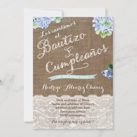 スペインの洗礼と誕生日 | Cumple y Bautizo 招待状 (正面)