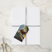 スペインの淑女に傘をさす紳士 ギフトタグ (より糸付き)