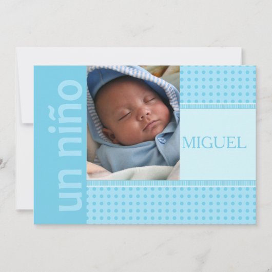 スペインの男の赤ちゃん誕生発表 案内状 (正面)
