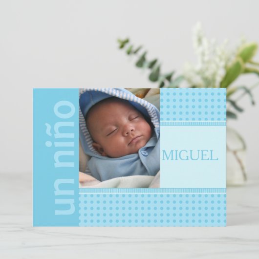 スペインの男の赤ちゃん誕生発表 案内状 (スタンド正面)