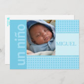 スペインの男の赤ちゃん誕生発表 案内状 (正面/裏面)