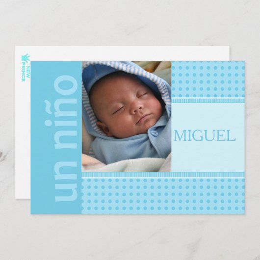 スペインの男の赤ちゃん誕生発表 案内状 (正面/裏面)