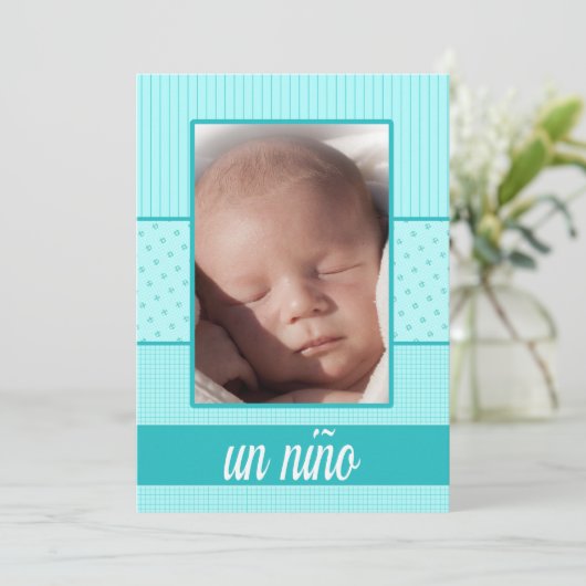 スペインの男の赤ちゃん誕生発表 案内状 (スタンド正面)