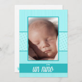 スペインの男の赤ちゃん誕生発表 案内状 (正面/裏面)