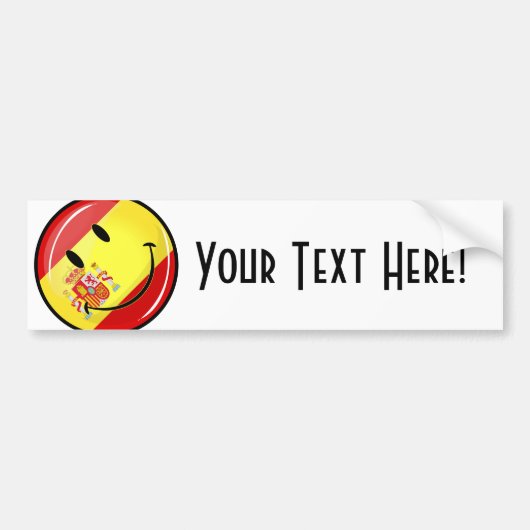 スペインの笑顔の国旗 バンパーステッカー (正面)