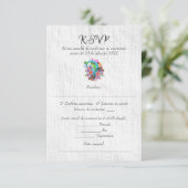 スペインの素朴ハート結婚 出欠カード (スタンド正面)