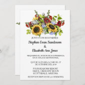 スペインの結婚のヒマワリ素朴 招待状 (正面/裏面)