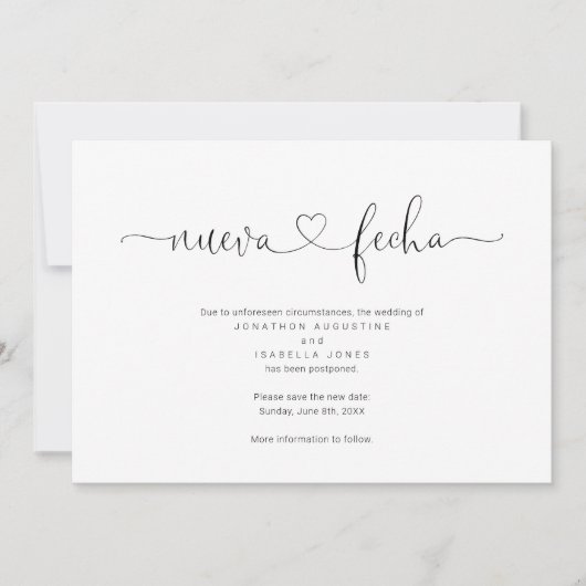 スペインの結婚式延期のお知らせ 招待状 (正面)