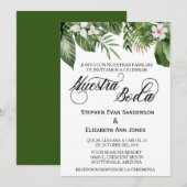 スペインの結婚式　トロピカルな葉　私たちの結婚式 招待状 (正面/裏面)