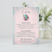 スペインの花のハートのメキシコ式結婚式詳細カード 出欠カード (スタンド正面)