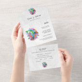 スペインの花ハートメキ結婚シコ オールインワン招待状 (貼ってはがせる)