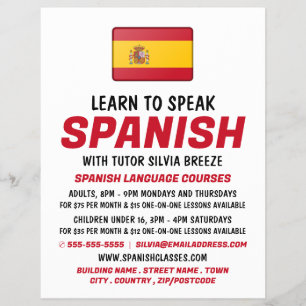 スペインの言語コースペインのスのフラ広告グ チラシ
