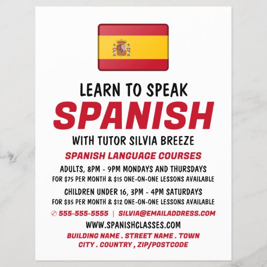 スペインの言語コースペインのスのフラ広告グ チラシ (正面)