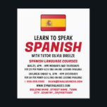 スペインの言語コースペインのスのフラ広告グ チラシ<br><div class="desc">現スペインの在のスペインの名刺店広告のフラッグ、言語コースのチラシ。</div>