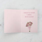 スペインの誕生日ピンクの花束 カード (内部)