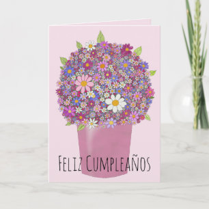 スペインの誕生日ピンクの花束 カード