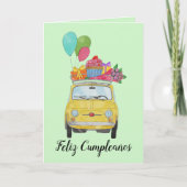 スペインの誕生日レトロFiat 500カード カード (正面)