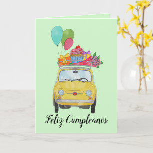 スペインの誕生日レトロFiat 500カード カード