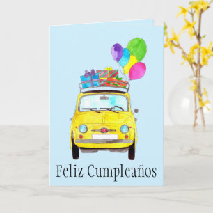 スペインの誕生日レトロFiat 500カード カード