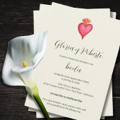 スペインの赤いハートと花メキシ結婚カン 招待状