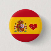 スペインの赤いハート付きフラグ – ファッション/スポーツ 缶バッジ (正面)