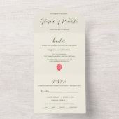 スペインの赤いハート&フラワーメキシカン結婚ズ オールインワン招待状 (内側)