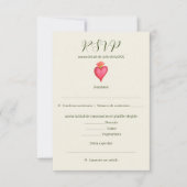 スペインの赤いハート&フラワーメキシカン結婚ズ 出欠カード (正面)