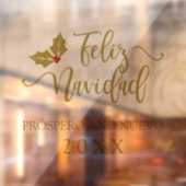 スペインの金ゴールドフェリズナビダッドお洒落タイポグラフィ ウィンドウサイン (シート2)